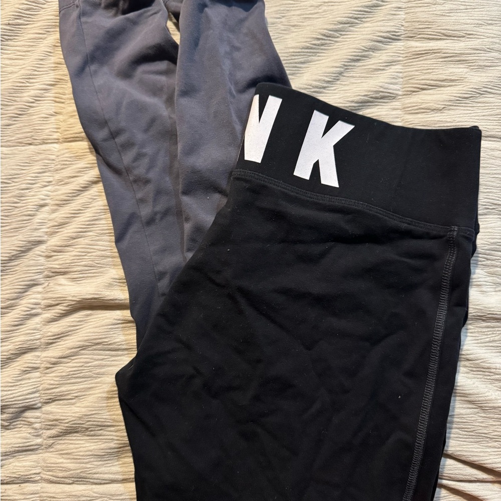 PINK Victoria’s Secret, Black and Gray Yoga Leggings, Women’s Size Medium, EUC